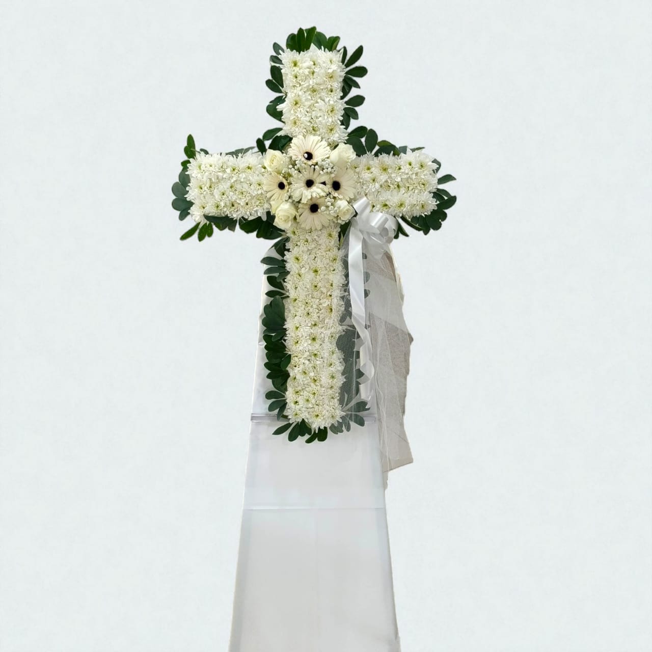 White Cross Condolence Stand