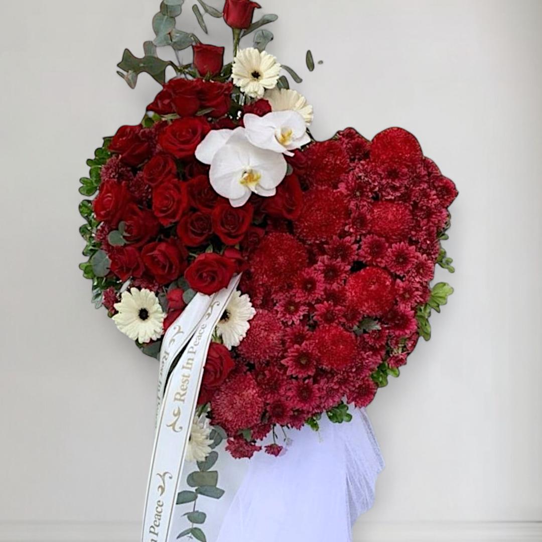 Red Heart Shape Condolence Stand - Image 2
