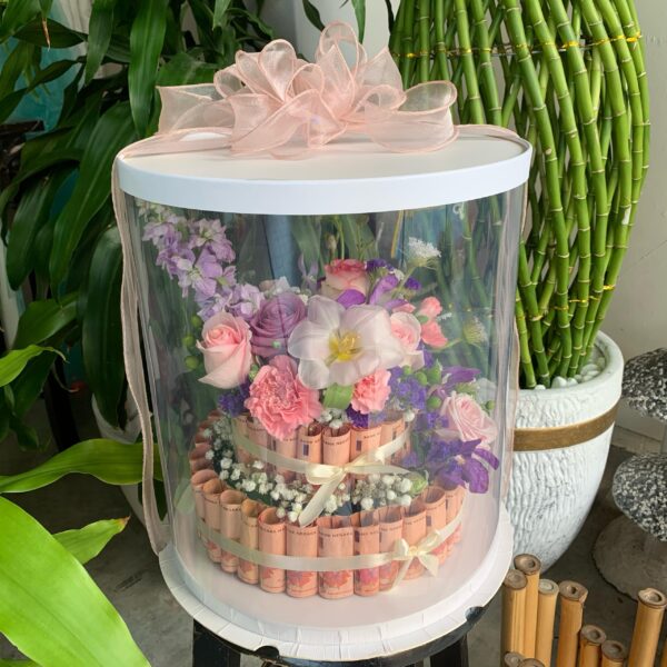 Myla Money Flower Cake Gift Box (2 Layers) - Image 2