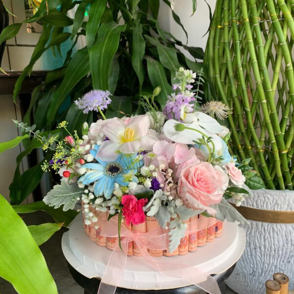 Melanie Money Flower Cake Gift Box (1 Layer)