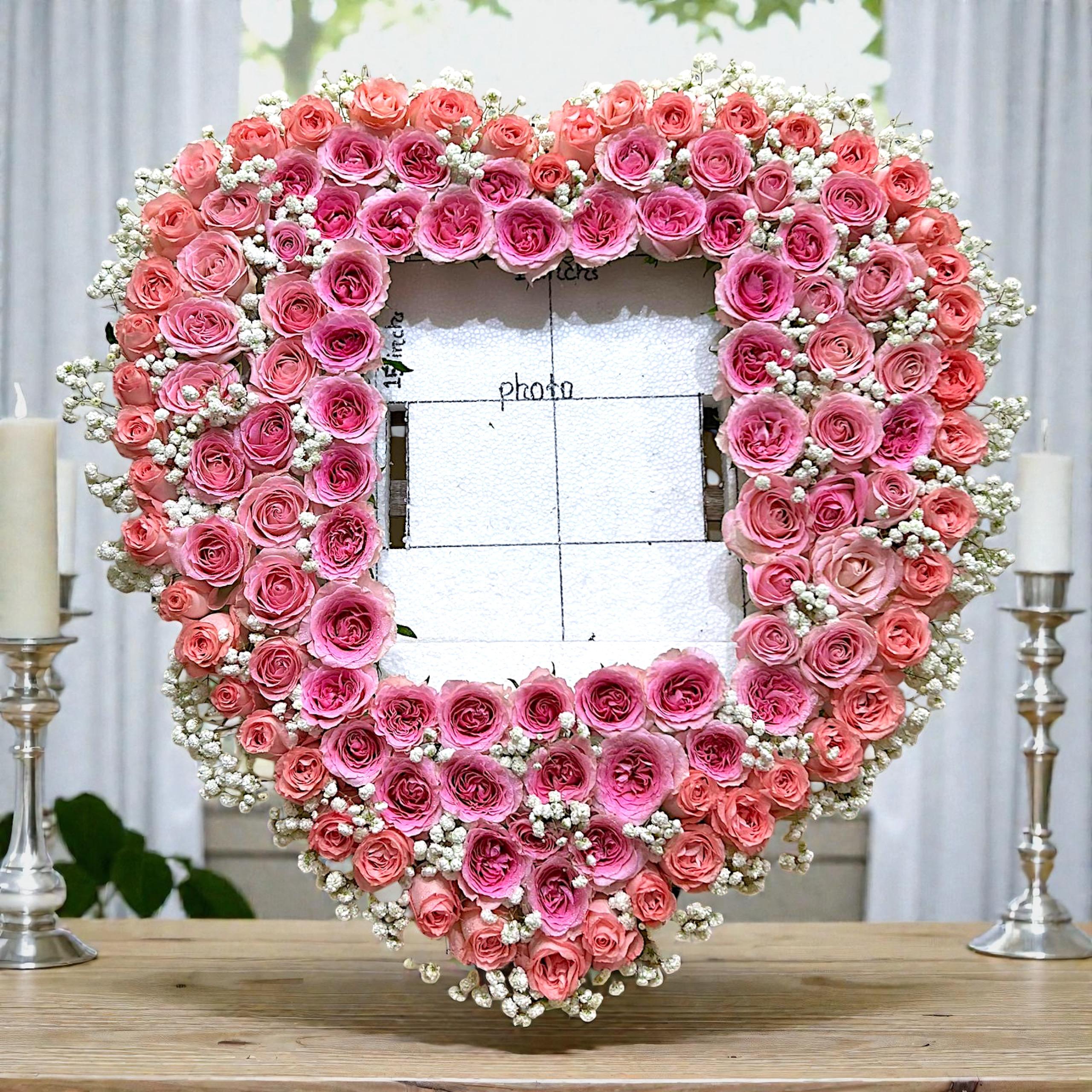 Heart Shaped Soft Bloom Photo Wreath
