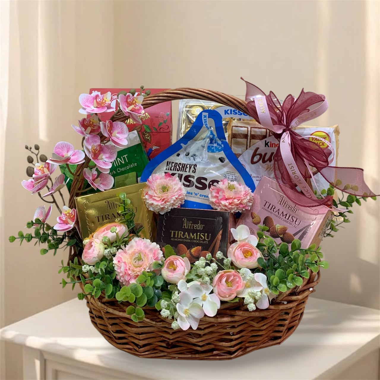 Sweet Orchids Chocolate Basket ( Artificial)